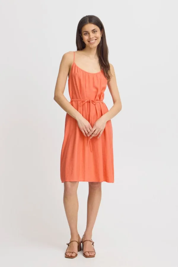 Fransa Strappy Summer Dress Coral