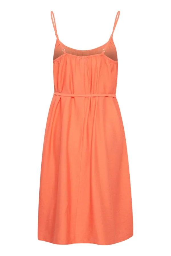 Fransa Strappy Summer Dress Coral