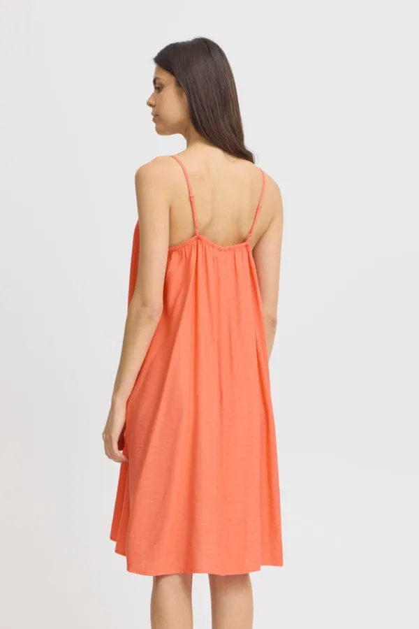 Fransa Strappy Summer Dress Coral