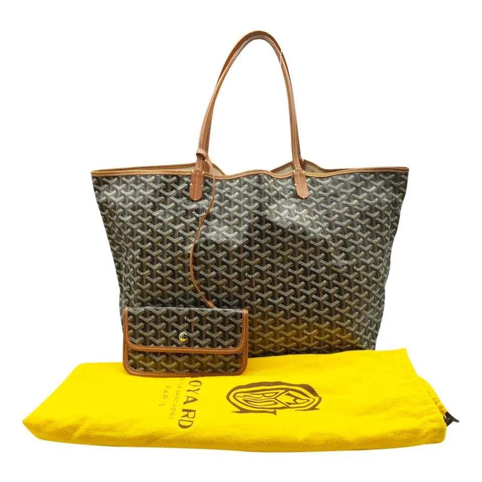 Goyard Goyardine Saint Louis Gm Gold Black Coated Canvas Tote