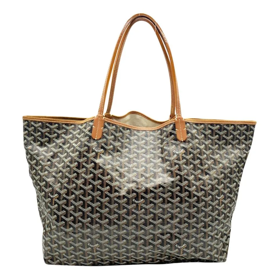 Goyard Goyardine Saint Louis Gm Gold Black Coated Canvas Tote