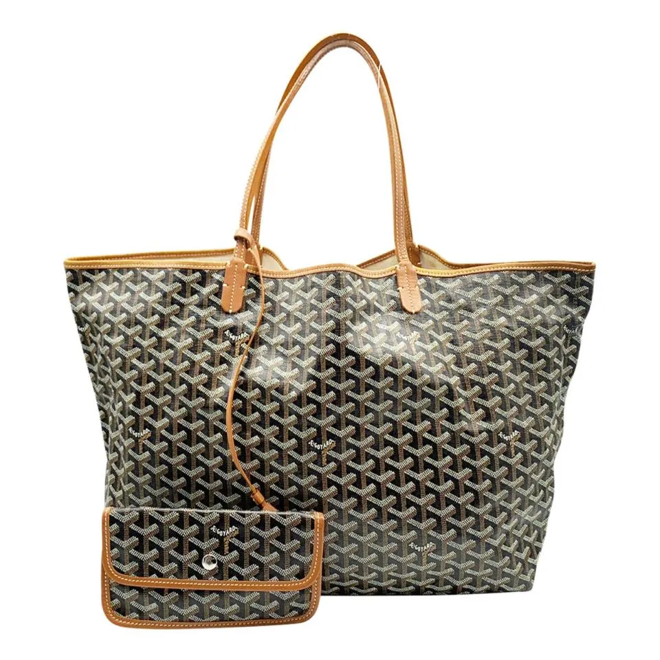 Goyard Goyardine Saint Louis Gm Gold Black Coated Canvas Tote