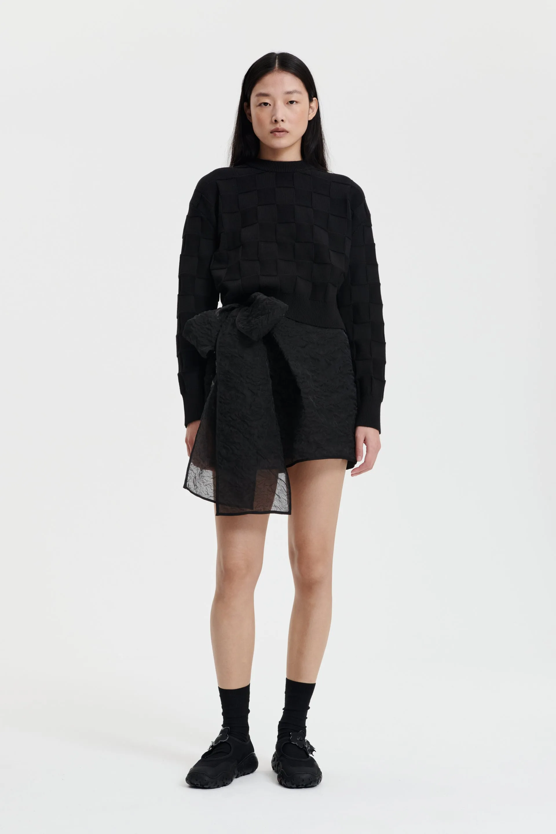 GUDRUN | JUMPER DARCY CHECK KNIT BLACK