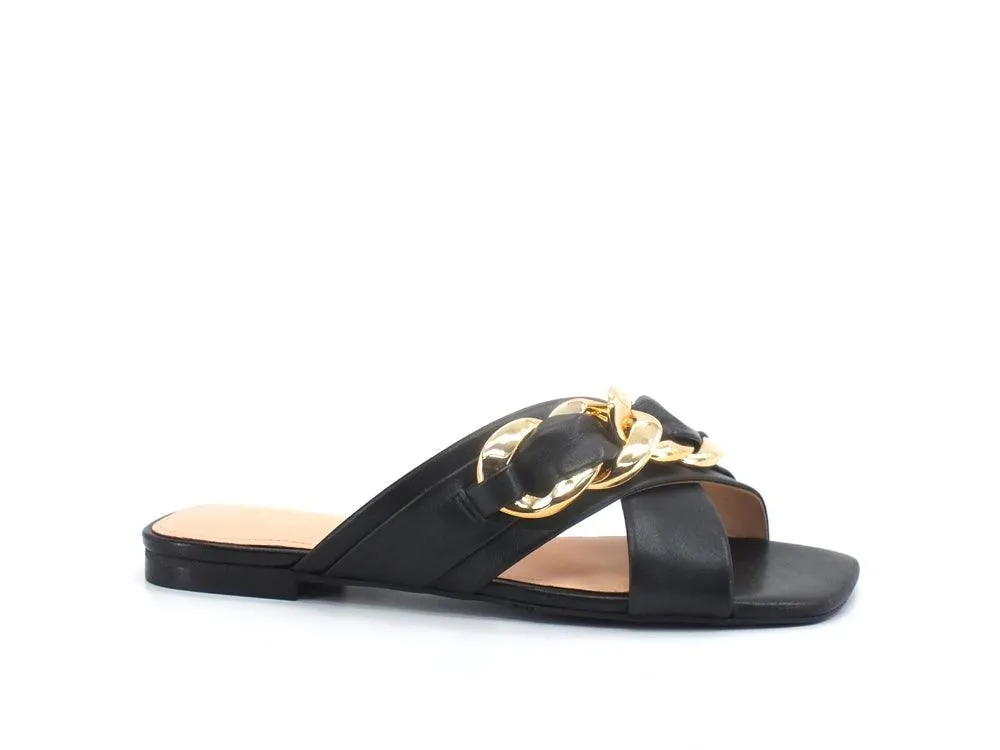 GUESS Ciabatta Fasce Catena Gold Black FL6SAMLEM03