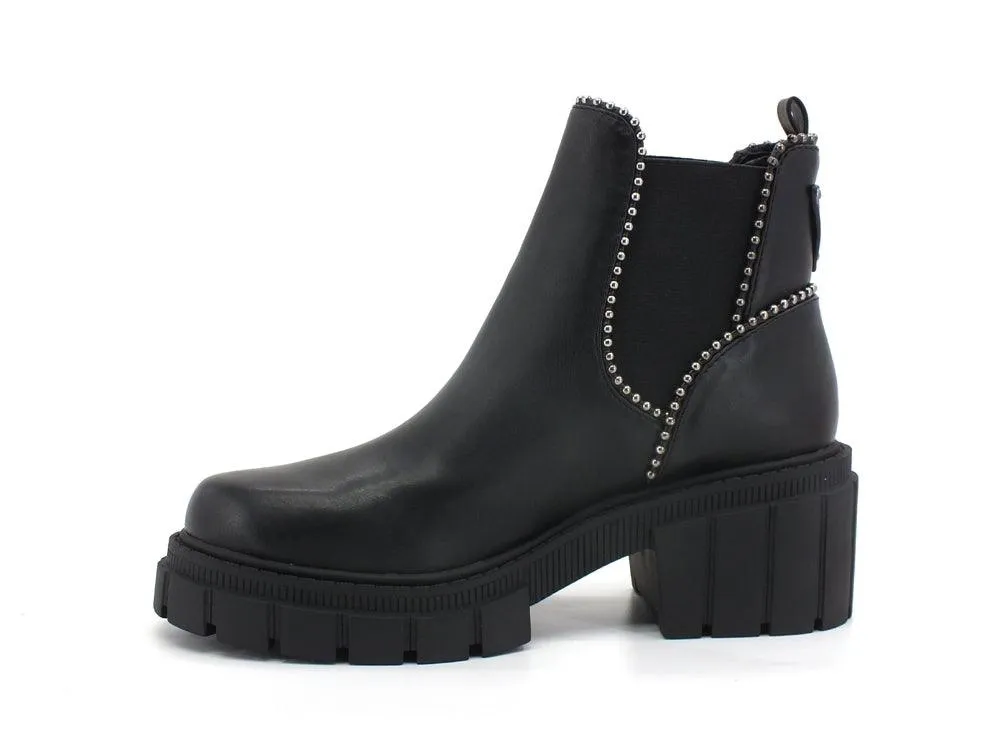 GUESS Stivaletto Combact Borchie Tacco Black Fl8KALELE10