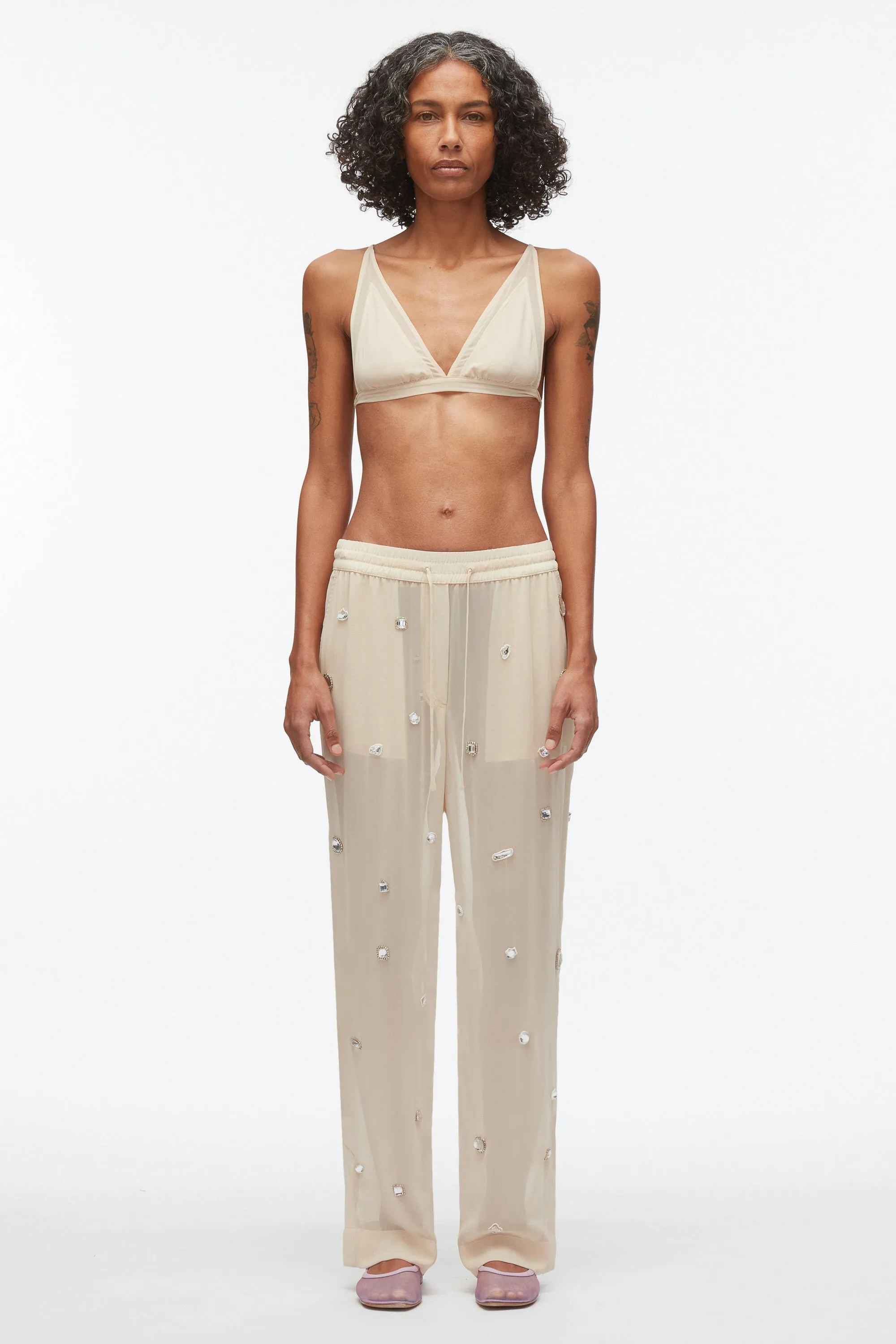 Halo Embroidered Chiffon Pant