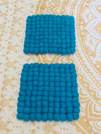 Handcrafted Felt Ball Square Trivet,Placemats,Felt WoolPotholders,SolidColors,Modern Dining,Home Decor,Felt Table Mats,Christmas Gifts