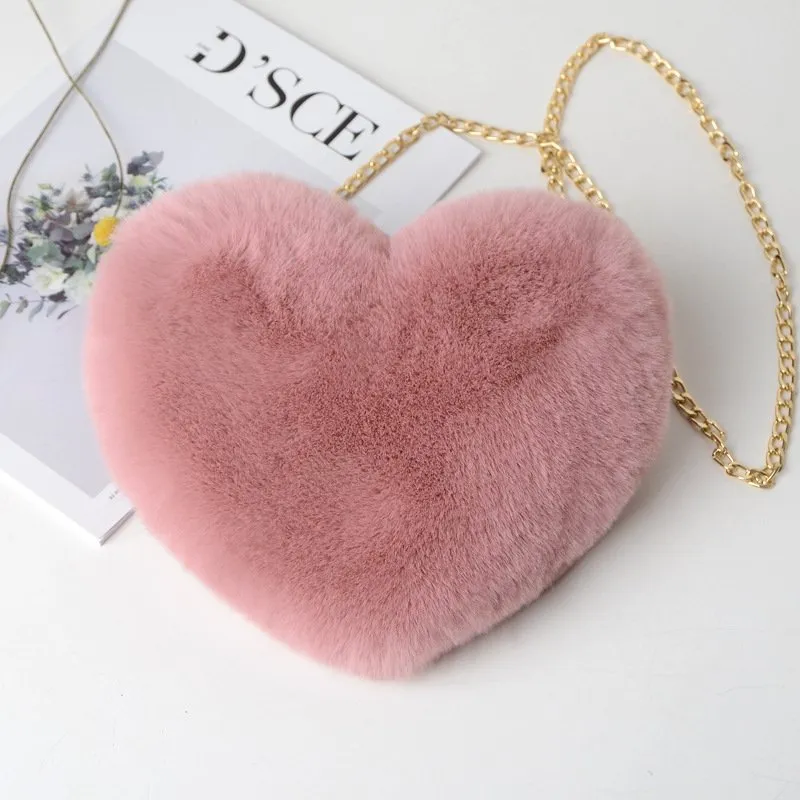 Heart Shaped Plush Crossbody Bag