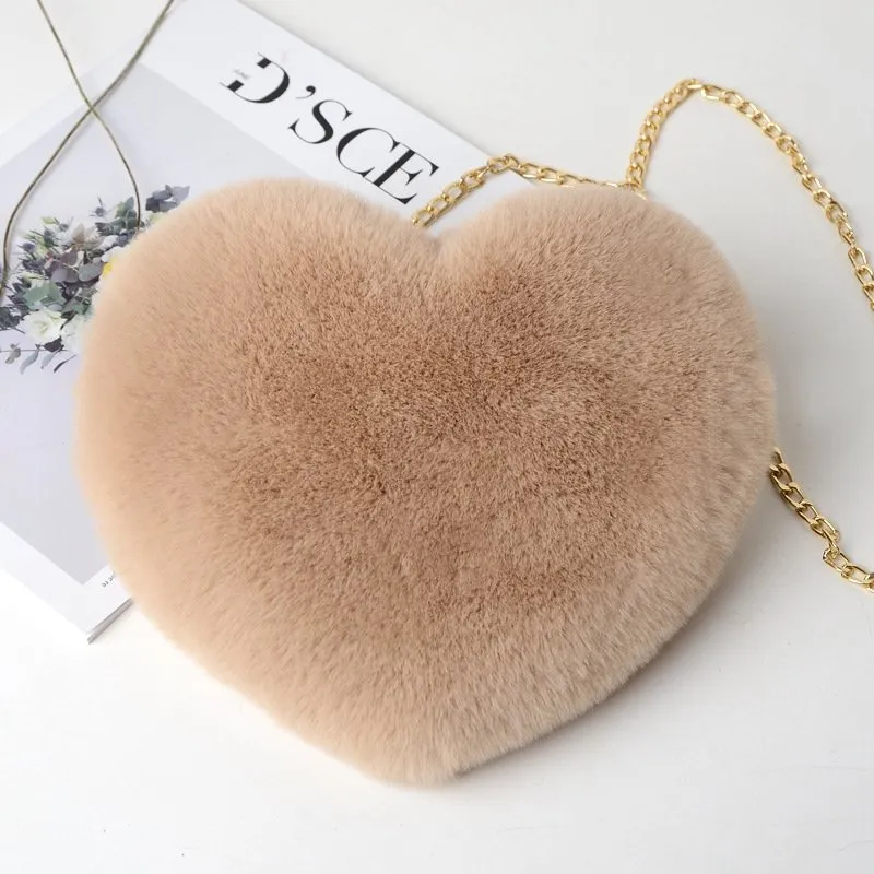 Heart Shaped Plush Crossbody Bag