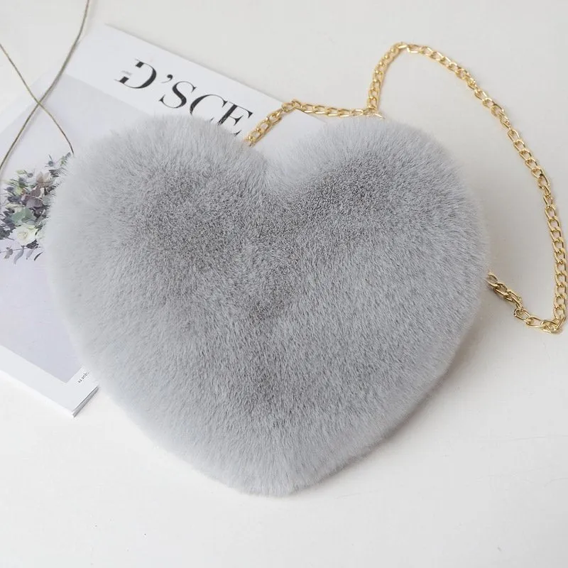 Heart Shaped Plush Crossbody Bag