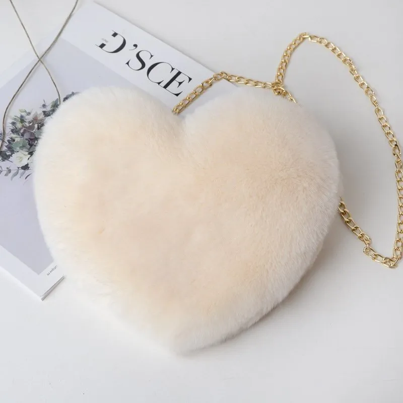 Heart Shaped Plush Crossbody Bag