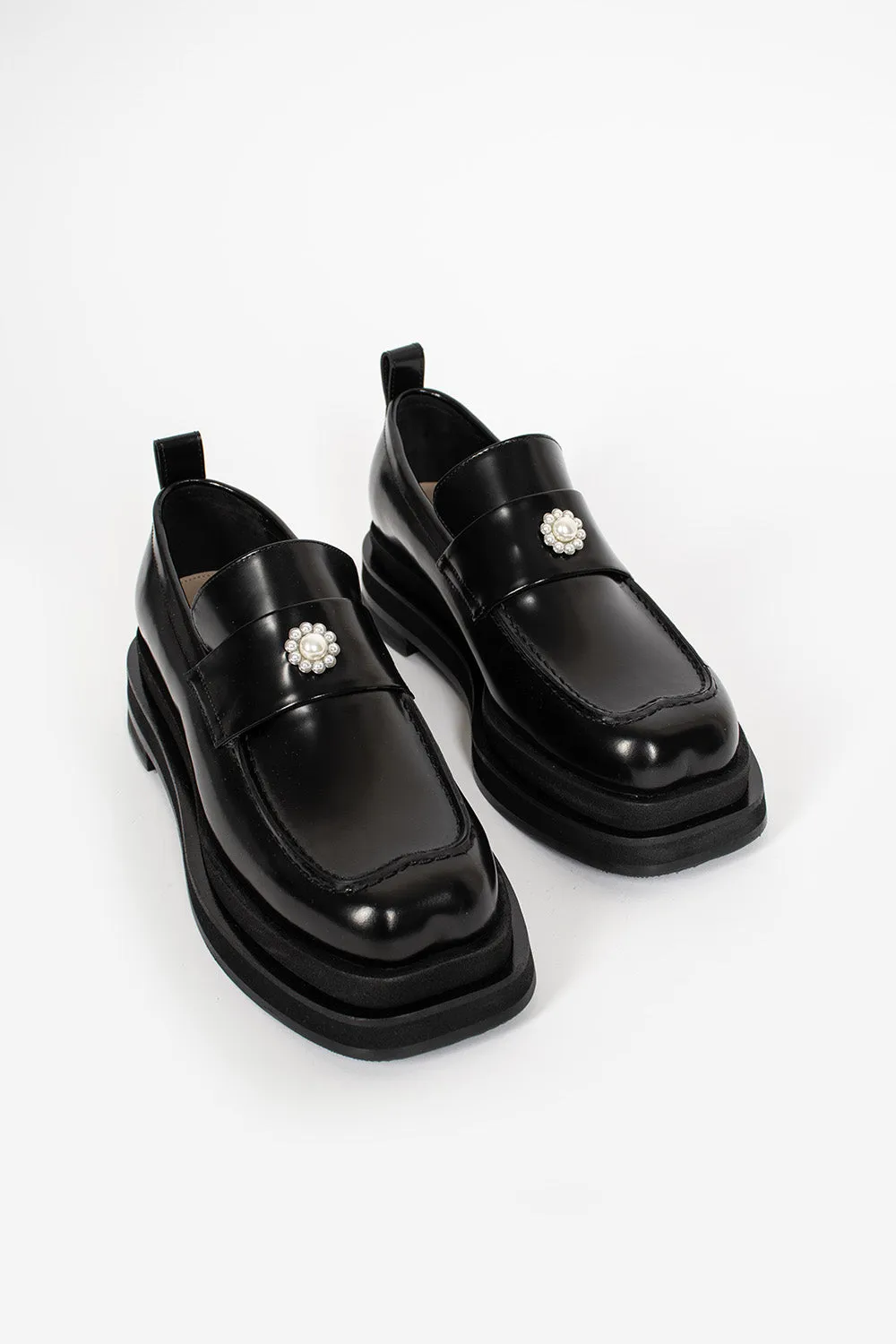 Heart Toe Platform Loafer Black