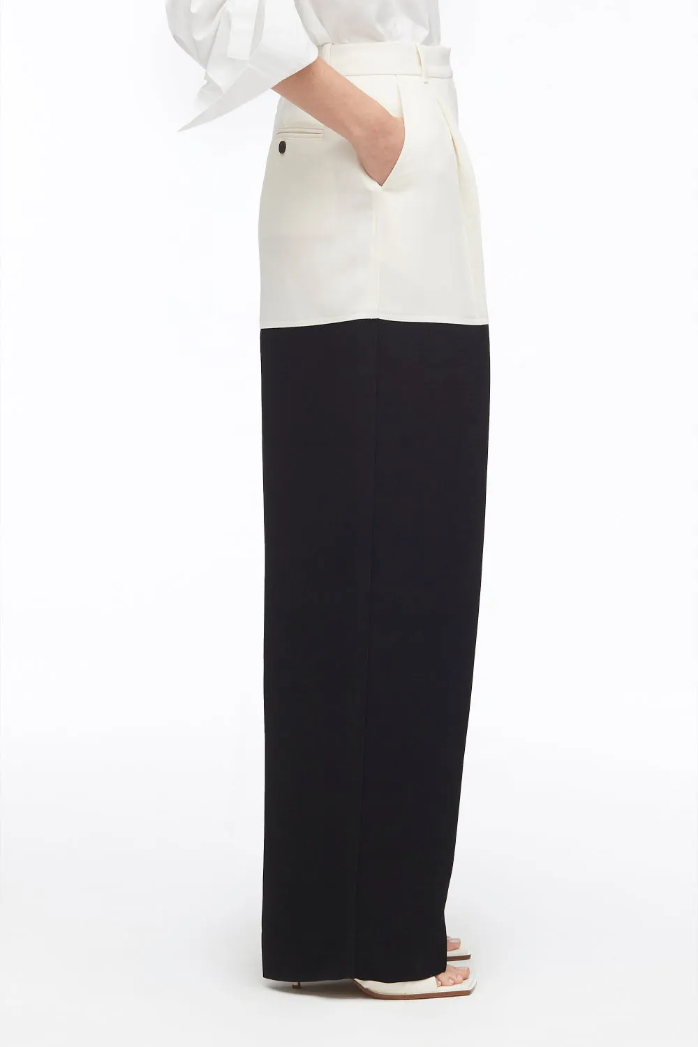 Heavy Cady Color Block Wide Leg Trouser