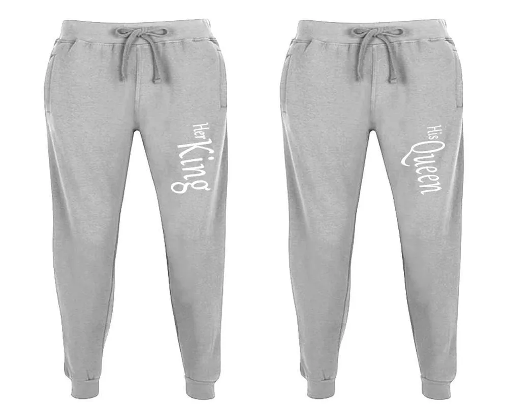 Her King His Queen Couple Matching Jogger Pants,  Couple Designed Sweatpants