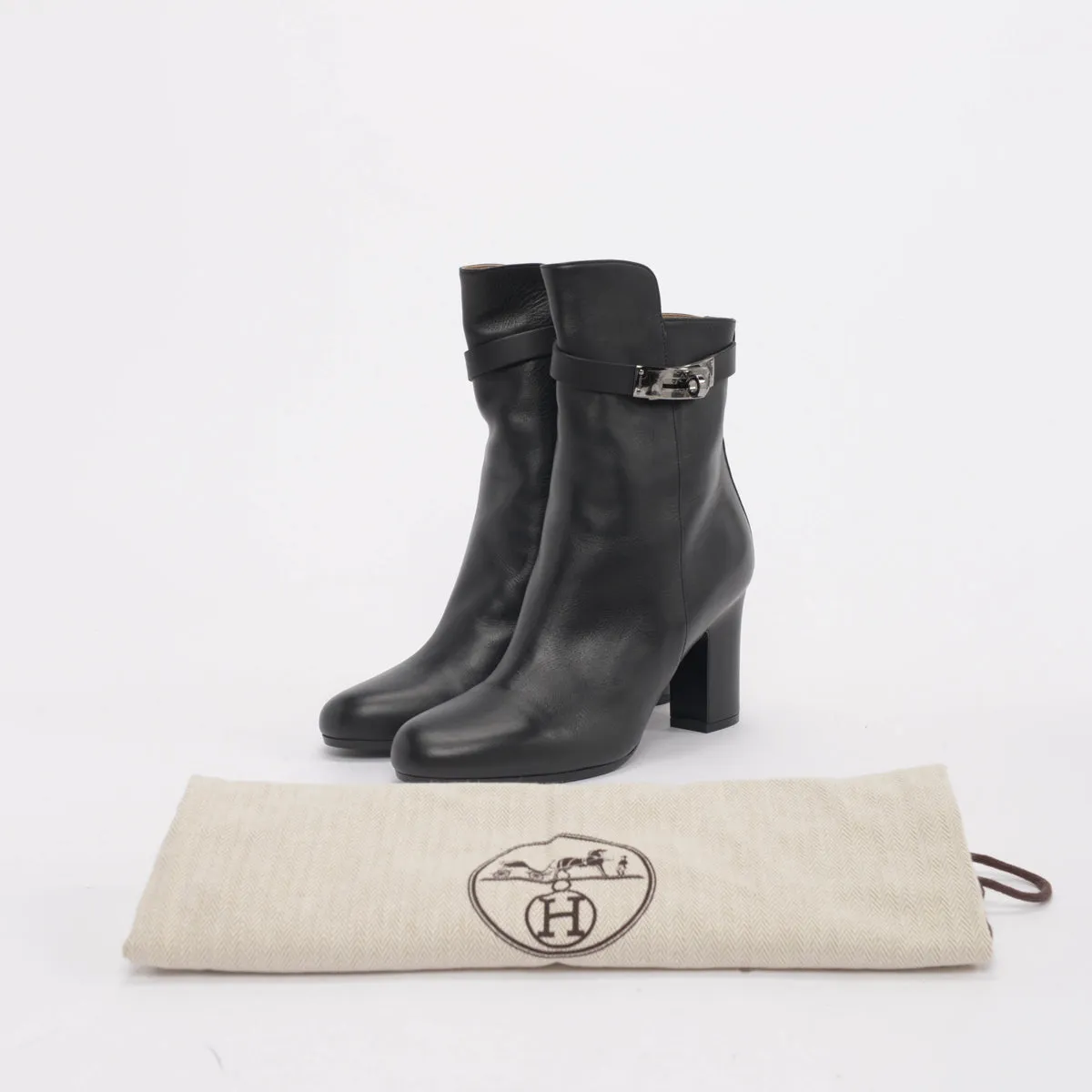 Hermes Black Calfskin Joueuse Boots 37.5