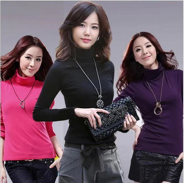 High quality Fashion wool turtleneck pullovers long sleeve big size women clothing