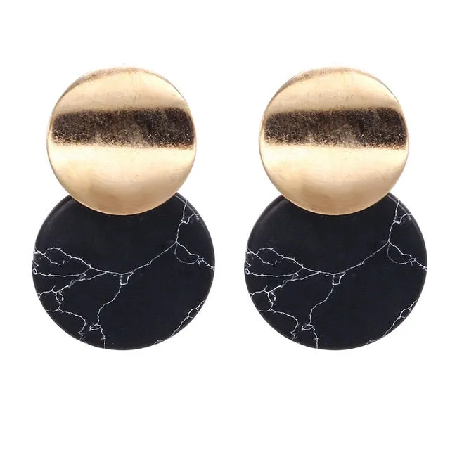 Hollow Geometric Pendant Earrings