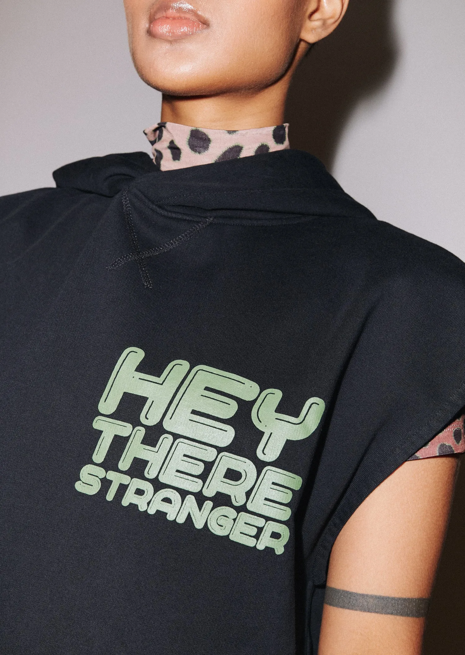 House of Holland 'Hey There' Longline Sleeveless Hoodie