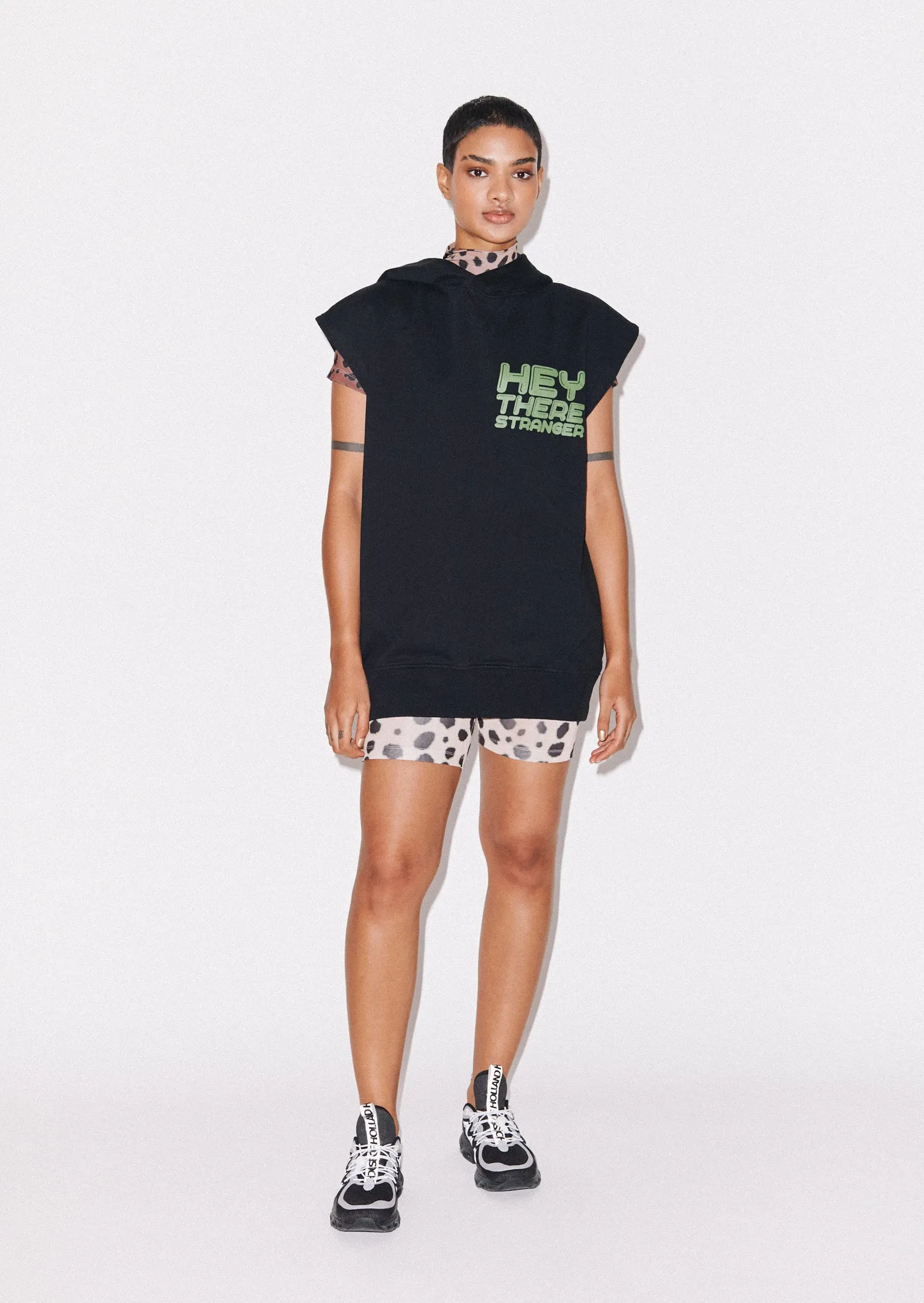 House of Holland 'Hey There' Longline Sleeveless Hoodie