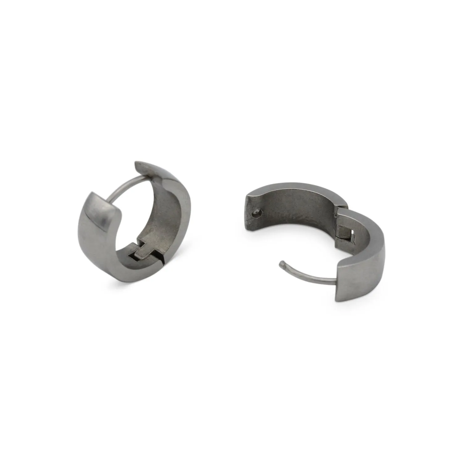 Huggie Hoop Earrings Stainless Steel Plain & Rounded Design