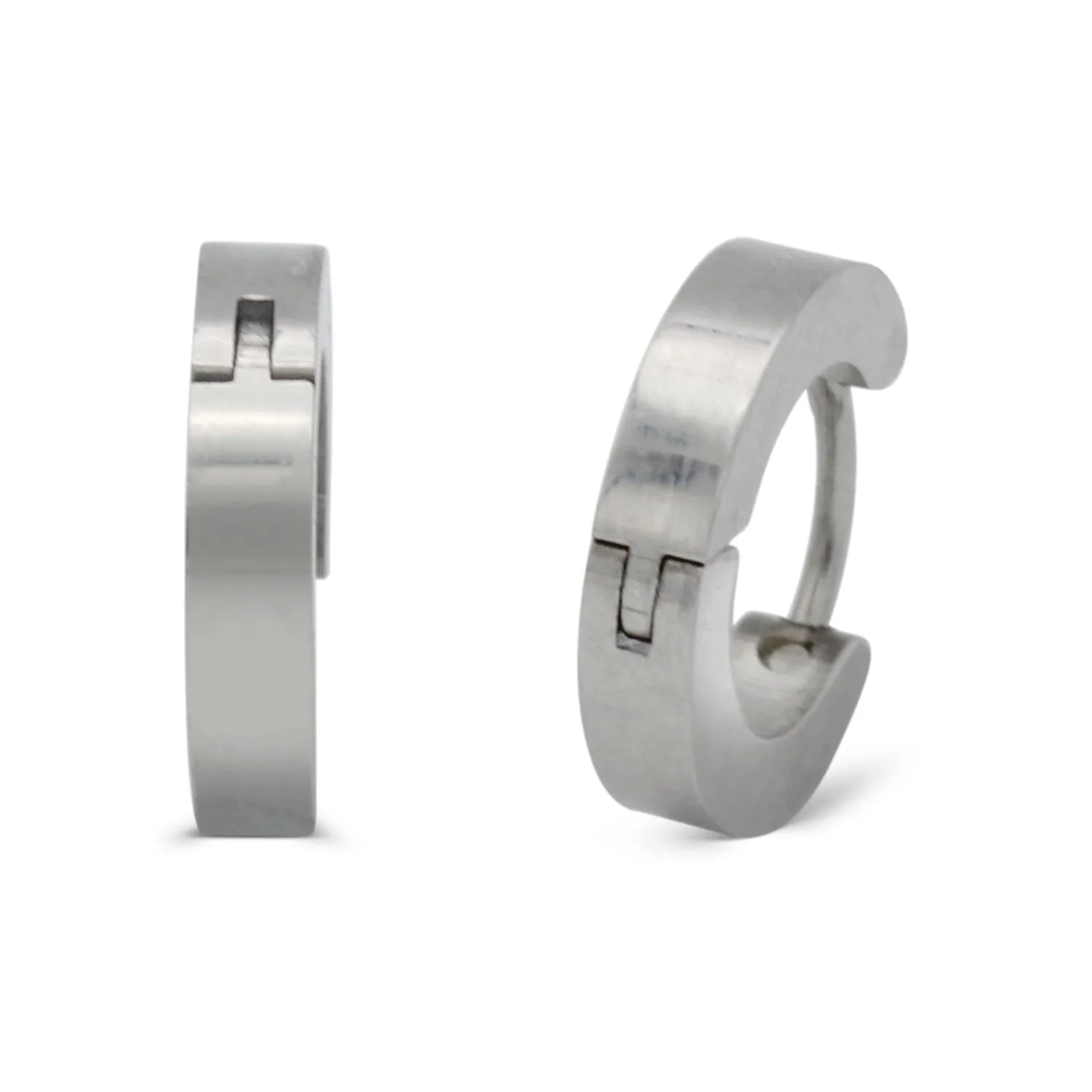 Huggie Hoop Earrings Stainless Steel Plain & Rounded Design