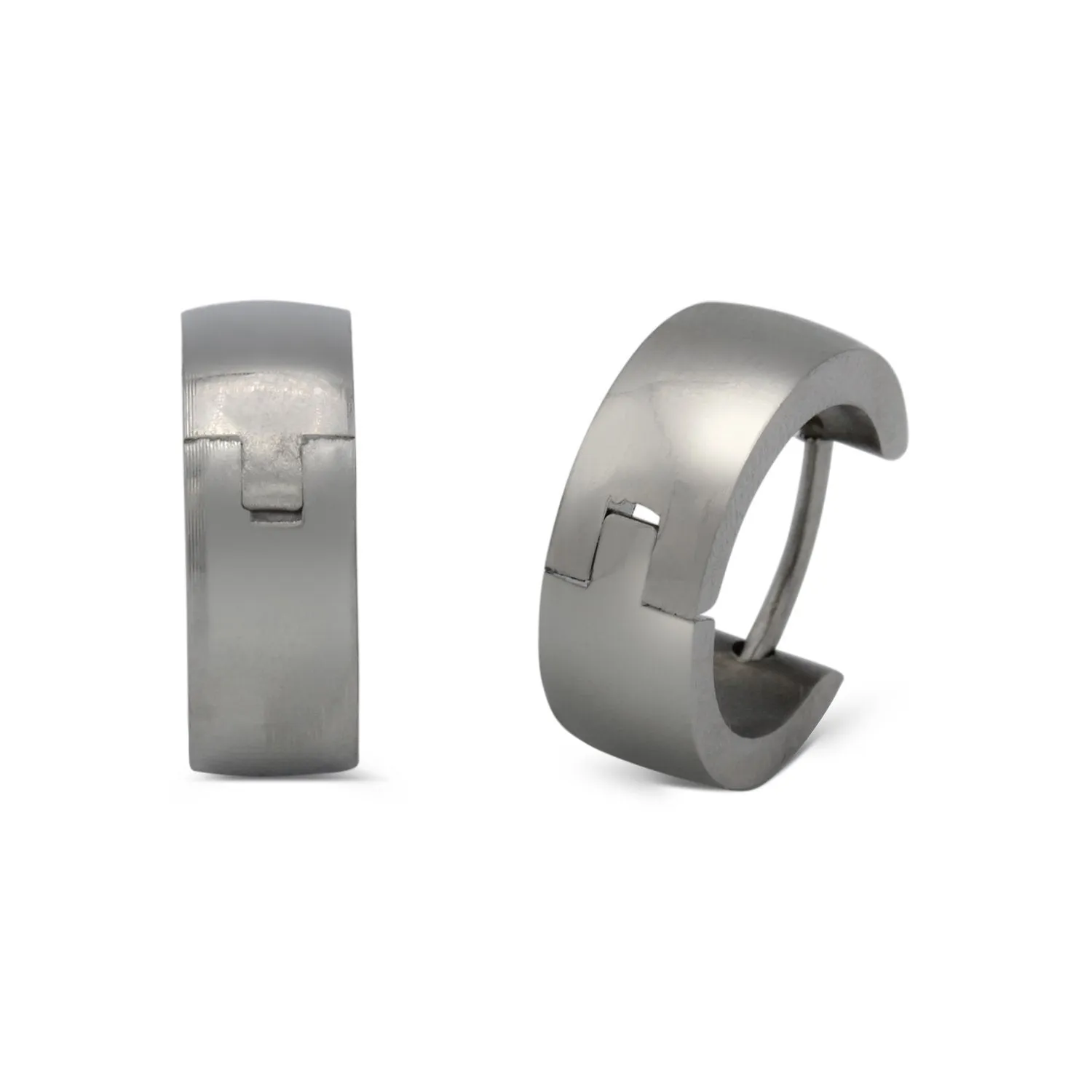 Huggie Hoop Earrings Stainless Steel Plain & Rounded Design