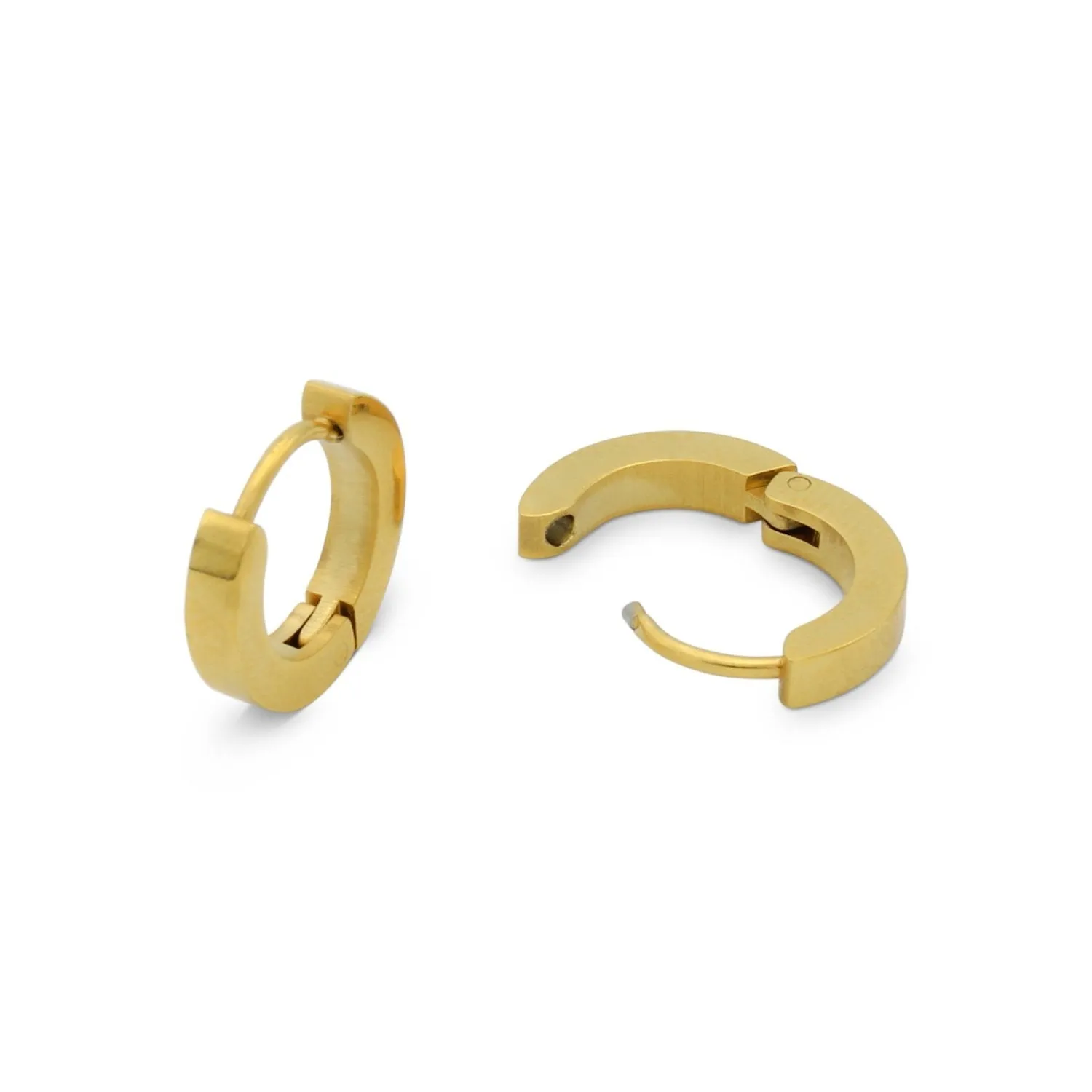 Huggie Hoop Earrings Stainless Steel Plain & Rounded Design