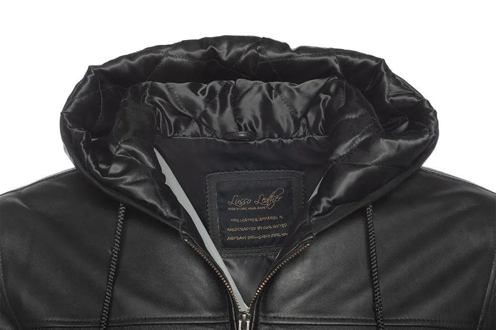 Jayden Black Leather Jacket Hoodie