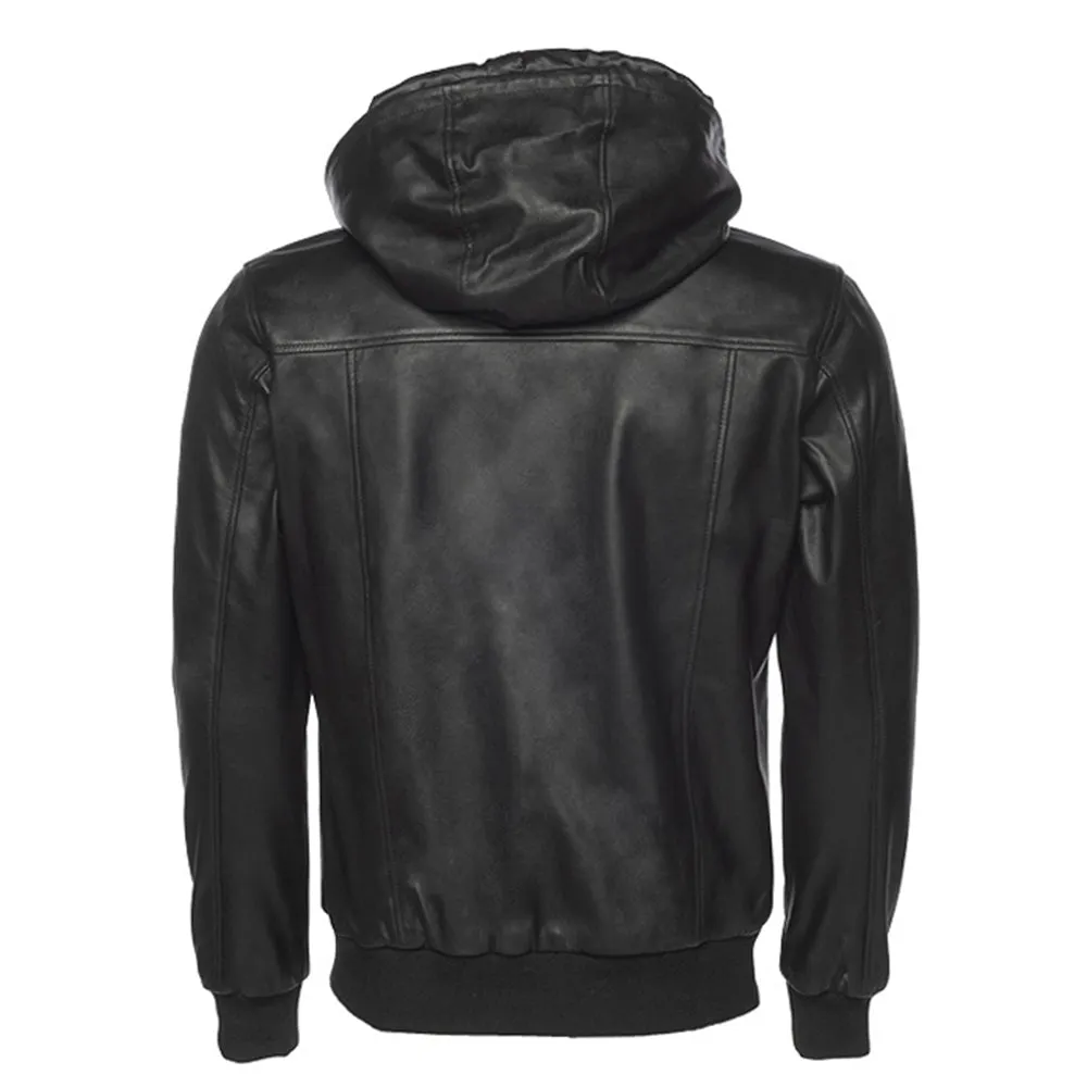 Jayden Black Leather Jacket Hoodie