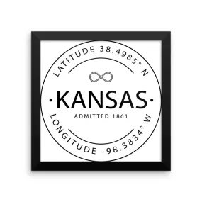 Kansas - Framed Print - Latitude & Longitude