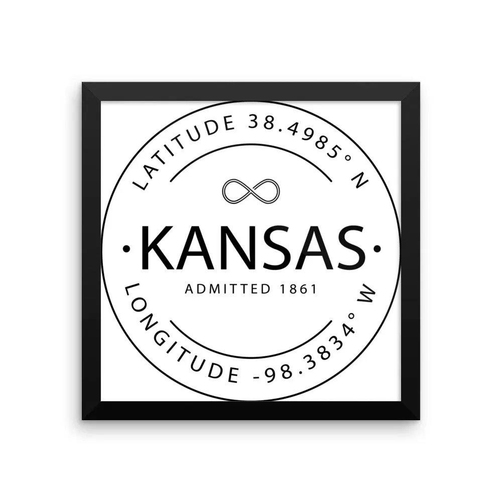 Kansas - Framed Print - Latitude & Longitude