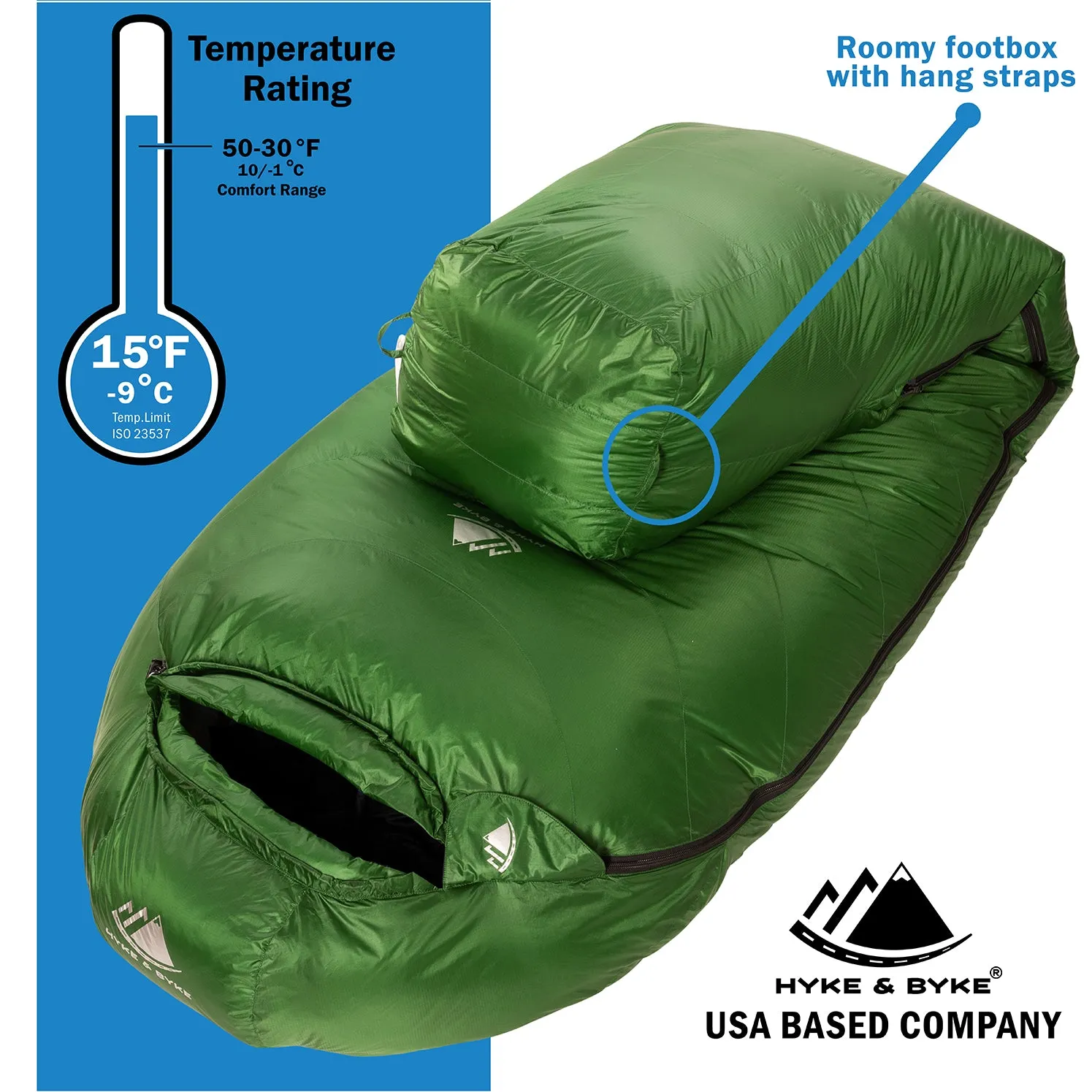 Katahdin 15°F 625 Fill Power Hydrophobic Sleeping Bag with Advanced Synthetic