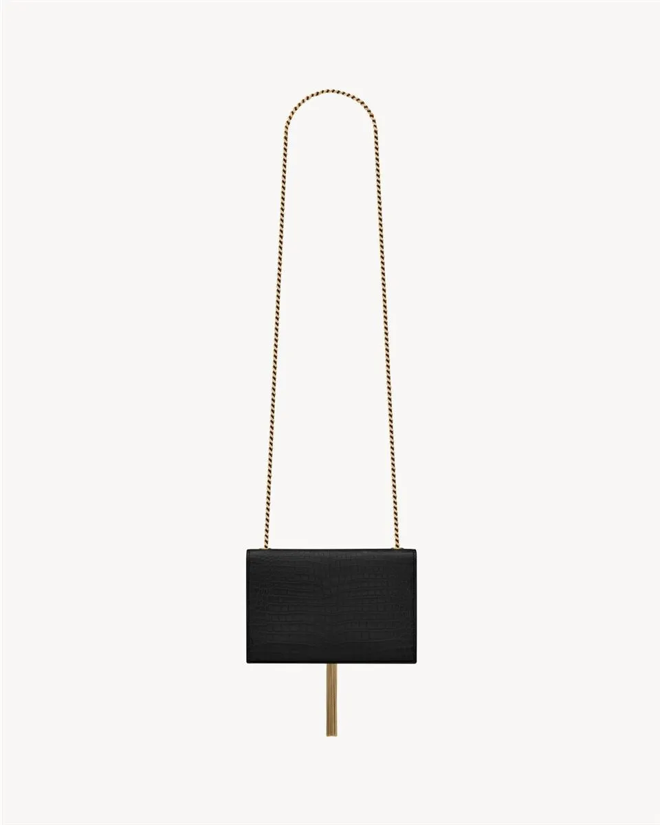 KATE SMALL TASSEL IN CROCODILE-EMBOSSED LEATHER