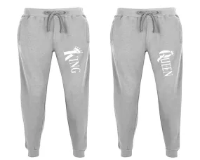 King Queen Couple Matching Jogger Pants,  Couple Designed Sweatpants