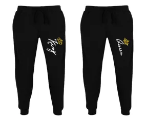 King Queen Couple Matching Jogger Pants,  Couple Designed Sweatpants