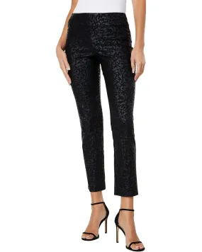 Krazy Larry Black Black Animal Print Pull On Tummy Control Pant