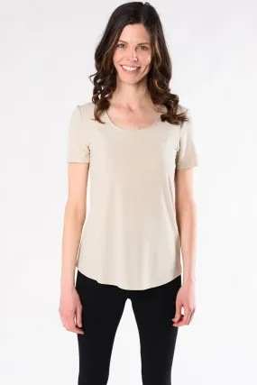 Krista U-Neck Bamboo Tee - Stone