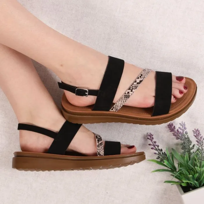 Ladies Contrast Strap Sandals