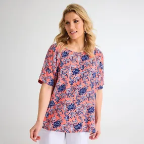 Ladies Floral Button Back Top