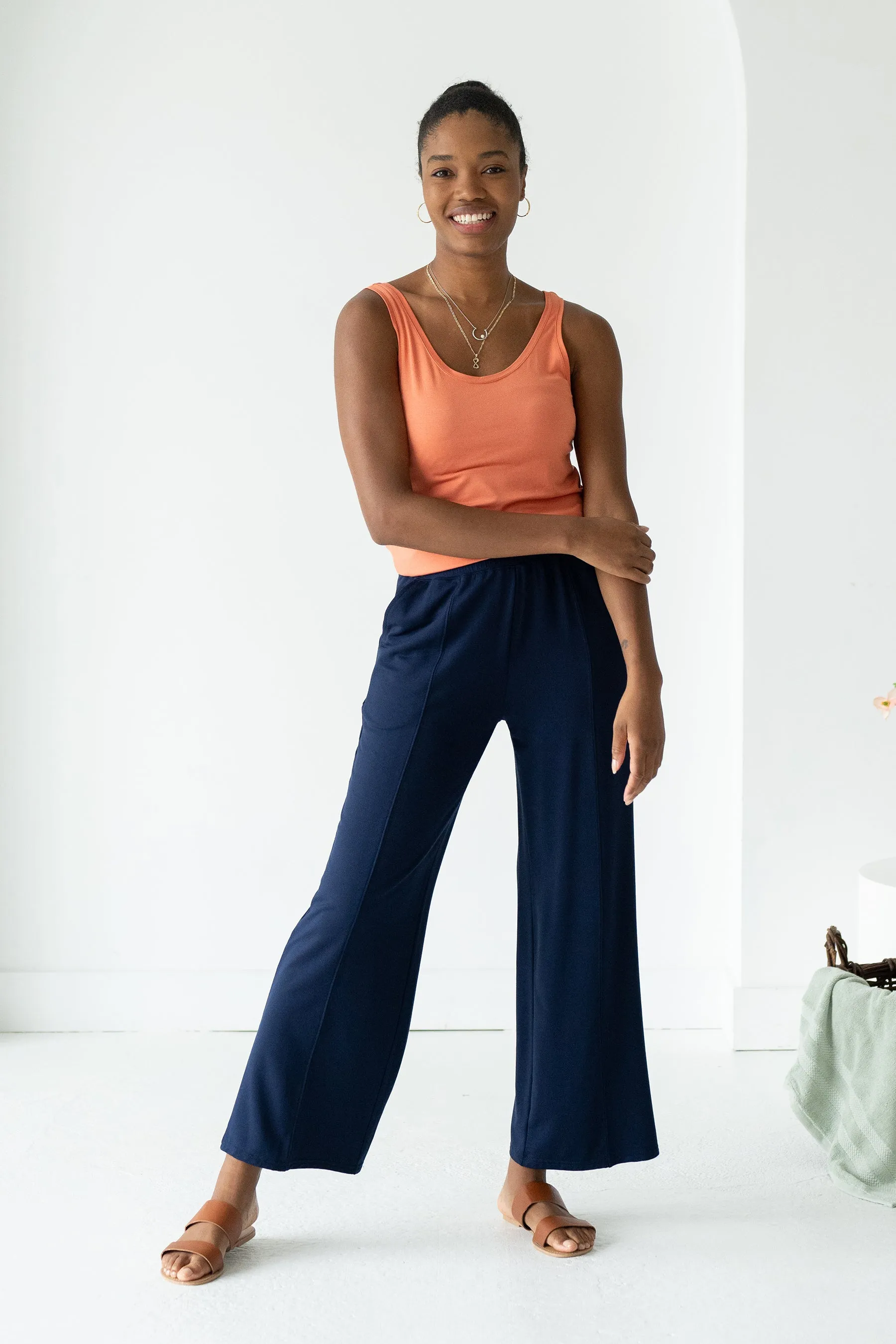 Libby Bamboo Straight Leg Pant - Ink