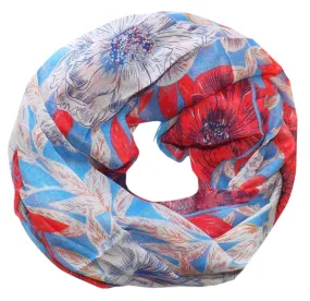 Lightweight Hawaiian Floral Print Infinity Loop Summer Scarf