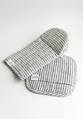 Linen Oven Accessories in Thin Black Stripe