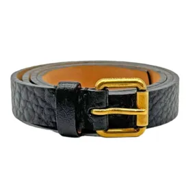 LOUIS VUITTON Pebbled Leather Belt with Gold-Tone Buckle - Black