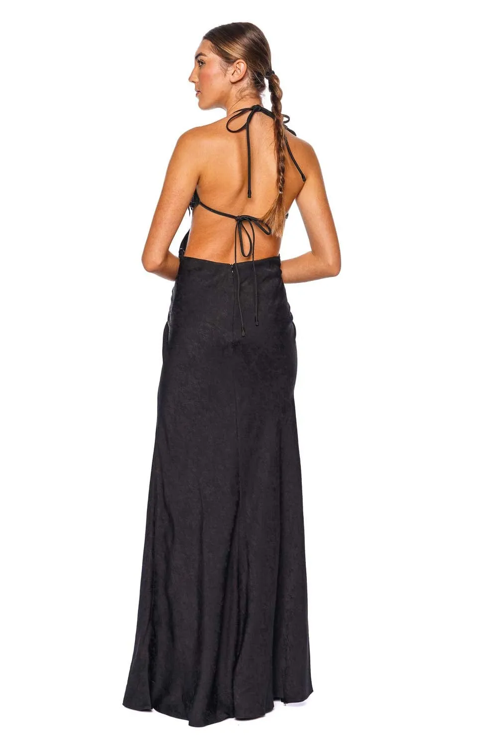 Lua Black Floral Illusion Maxi Dress