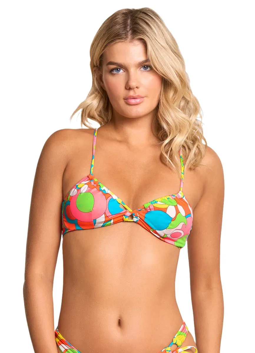 Maaji 90S Floral Kelly Loop Front Triangle Bikini Top