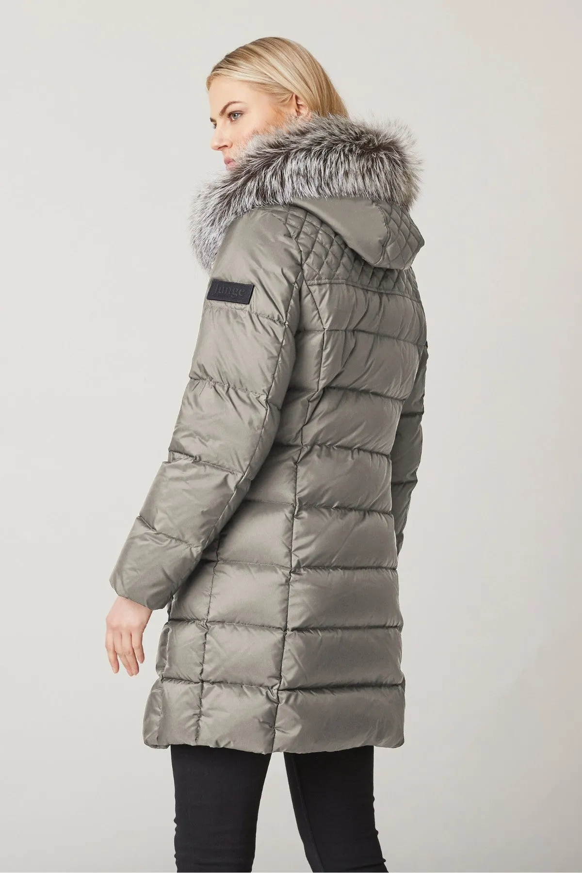 MADELEINE Down Coat with Silver Fox Fur Hood 2256