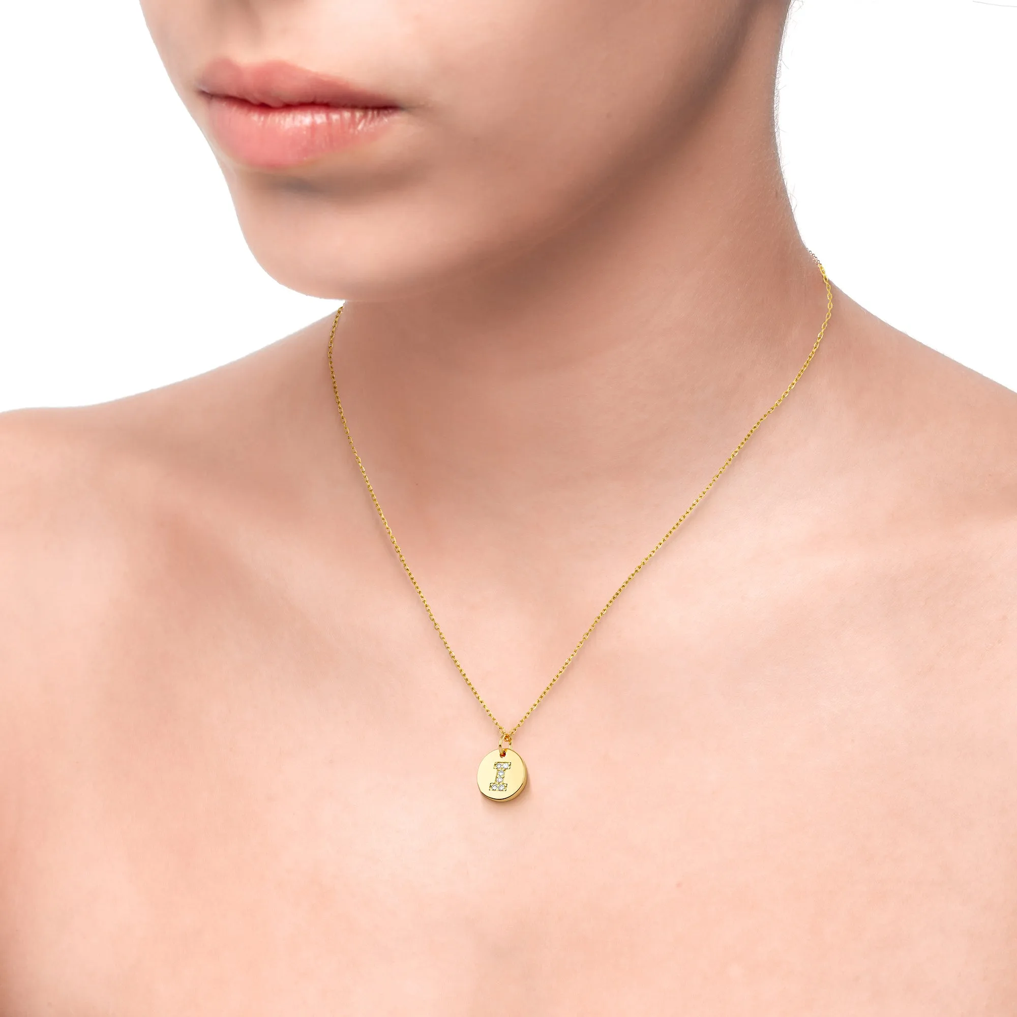 Magna | I Letter Necklace | White CZ | 18K Gold Plated 925 Silver