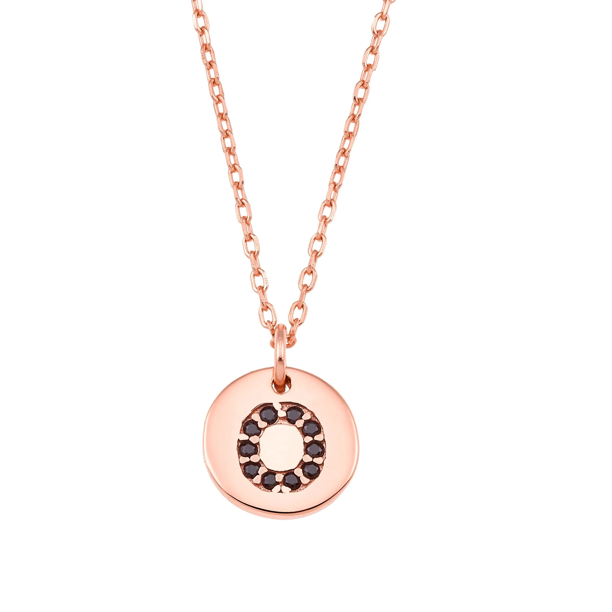 Magna | O Letter Necklace | Black CZ | Rose Gold Plated 925 Silver