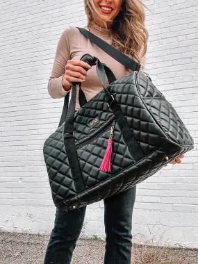 Makeup Junkie Bags - Luxe Onyx Quilted Duffel Bag [Pre-Order]