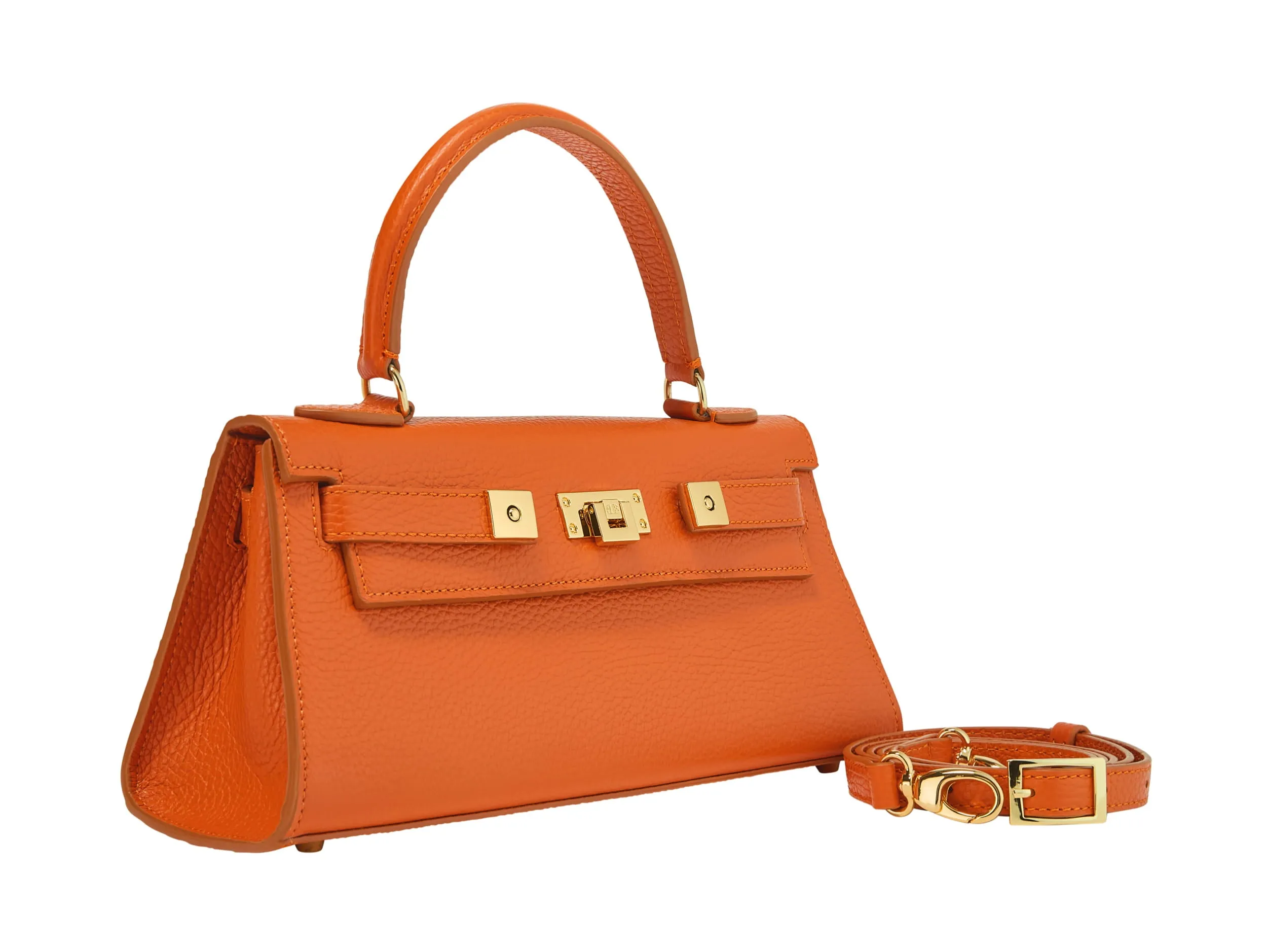 Maya East West Caribou Soft Grainy Print Calf Leather Handbag - Orange